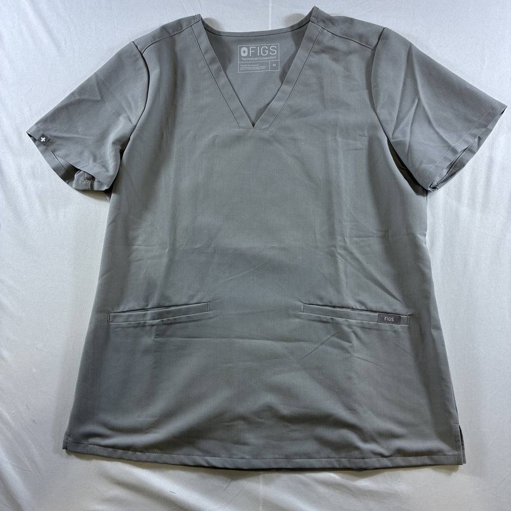 Figs Technical Collection Gray Scrub Top Women's Size M Nurse